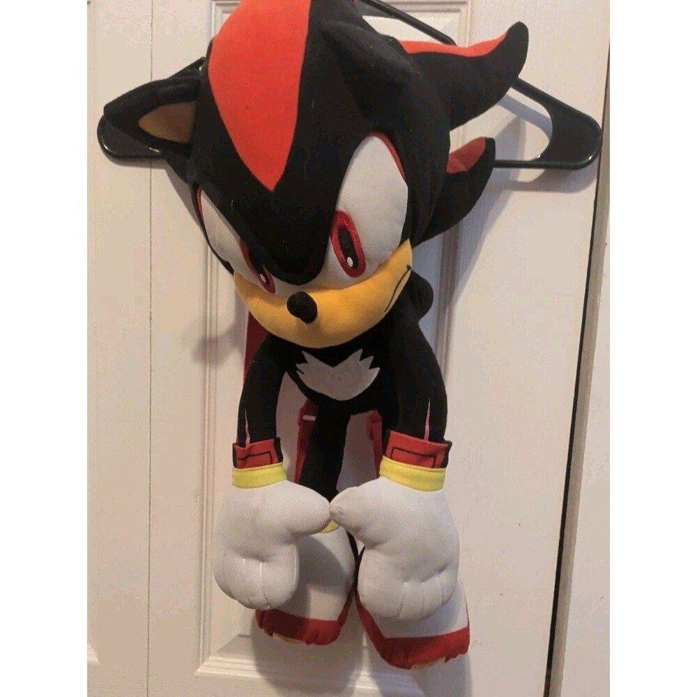 Shadow The Hedgehog Sonic 18" Backpack/Plush Toy Bag SEGA With Flaws